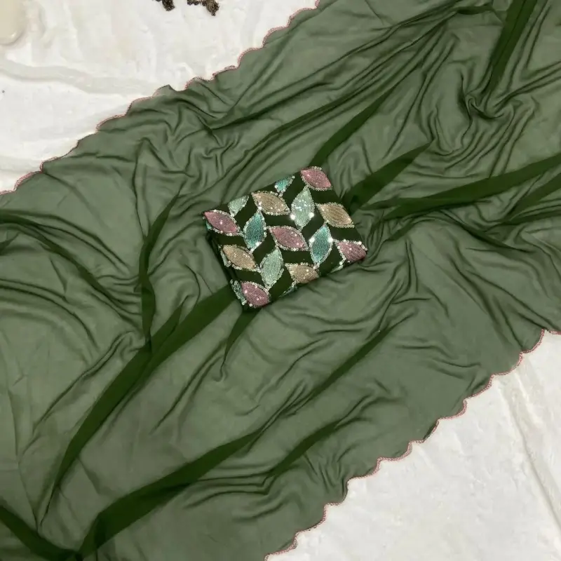 Solid Silk Saree With Embroidered Blouse Piece